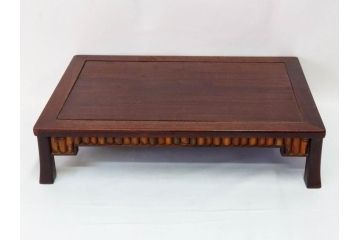時代物　唐木　斑竹細工　茶道具　巧みを凝らした花台(飾り台、ミニテーブル、ディスプレイ台、華台、平卓)(R-081383)