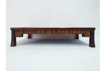 時代物　唐木　斑竹細工　茶道具　巧みを凝らした花台(飾り台、ミニテーブル、ディスプレイ台、華台、平卓)(R-081383)