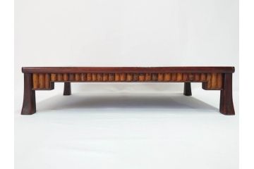 時代物　唐木　斑竹細工　茶道具　巧みを凝らした花台(飾り台、ミニテーブル、ディスプレイ台、華台、平卓)(R-081383)