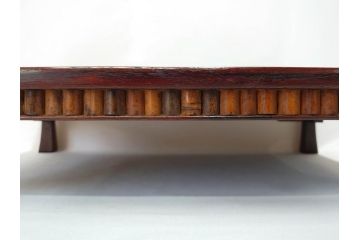 時代物　唐木　斑竹細工　茶道具　巧みを凝らした花台(飾り台、ミニテーブル、ディスプレイ台、華台、平卓)(R-081383)