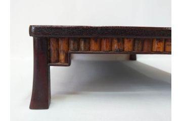 時代物　唐木　斑竹細工　茶道具　巧みを凝らした花台(飾り台、ミニテーブル、ディスプレイ台、華台、平卓)(R-081383)