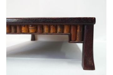 時代物　唐木　斑竹細工　茶道具　巧みを凝らした花台(飾り台、ミニテーブル、ディスプレイ台、華台、平卓)(R-081383)