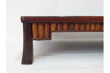 時代物　唐木　斑竹細工　茶道具　巧みを凝らした花台(飾り台、ミニテーブル、ディスプレイ台、華台、平卓)(R-081383)