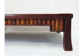 時代物　唐木　斑竹細工　茶道具　巧みを凝らした花台(飾り台、ミニテーブル、ディスプレイ台、華台、平卓)(R-081383)