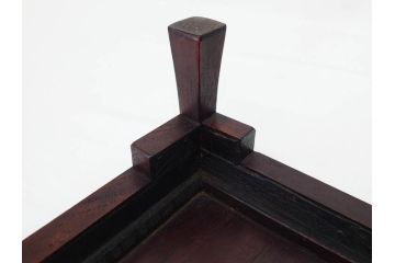 時代物　唐木　斑竹細工　茶道具　巧みを凝らした花台(飾り台、ミニテーブル、ディスプレイ台、華台、平卓)(R-081383)