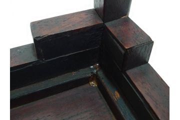 時代物　唐木　斑竹細工　茶道具　巧みを凝らした花台(飾り台、ミニテーブル、ディスプレイ台、華台、平卓)(R-081383)