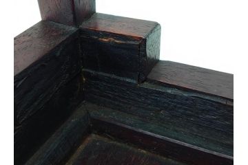 時代物　唐木　斑竹細工　茶道具　巧みを凝らした花台(飾り台、ミニテーブル、ディスプレイ台、華台、平卓)(R-081383)