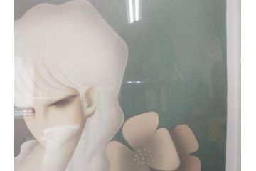 真作　東郷青児　「花」　222/275　リトグラフ(人物、女性、版画、額付き、絵画、落款印、サイン付き、外箱付き)(R-081384)