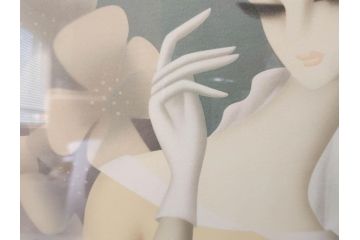 真作　東郷青児　「花」　222/275　リトグラフ(人物、女性、版画、額付き、絵画、落款印、サイン付き、外箱付き)(R-081384)