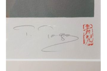 真作　東郷青児　「花」　222/275　リトグラフ(人物、女性、版画、額付き、絵画、落款印、サイン付き、外箱付き)(R-081384)