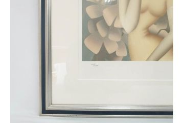 真作　東郷青児　「花」　222/275　リトグラフ(人物、女性、版画、額付き、絵画、落款印、サイン付き、外箱付き)(R-081384)