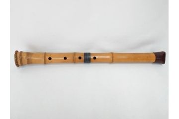 時代物　在銘 松月　都山流　竹　銀歌口　金象嵌　継銀　約55cm　1尺8寸　尺八(木管楽器、和楽器、民謡、袋付き、一尺八寸)(R-081385)