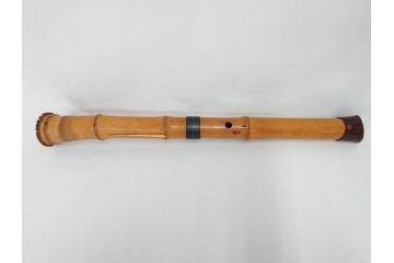 時代物　在銘 松月　都山流　竹　銀歌口　金象嵌　継銀　約55cm　1尺8寸　尺八(木管楽器、和楽器、民謡、袋付き、一尺八寸)(R-081385)