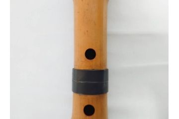 時代物　在銘 松月　都山流　竹　銀歌口　金象嵌　継銀　約55cm　1尺8寸　尺八(木管楽器、和楽器、民謡、袋付き、一尺八寸)(R-081385)