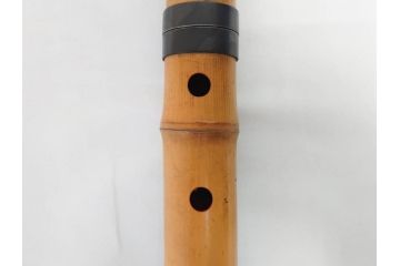 時代物　在銘 松月　都山流　竹　銀歌口　金象嵌　継銀　約55cm　1尺8寸　尺八(木管楽器、和楽器、民謡、袋付き、一尺八寸)(R-081385)