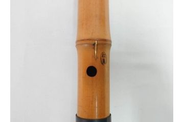 時代物　在銘 松月　都山流　竹　銀歌口　金象嵌　継銀　約55cm　1尺8寸　尺八(木管楽器、和楽器、民謡、袋付き、一尺八寸)(R-081385)