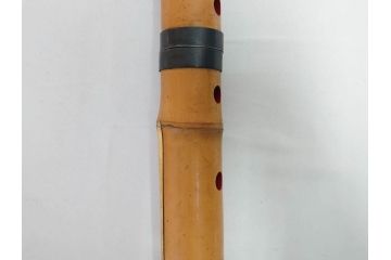 時代物　在銘 松月　都山流　竹　銀歌口　金象嵌　継銀　約55cm　1尺8寸　尺八(木管楽器、和楽器、民謡、袋付き、一尺八寸)(R-081385)