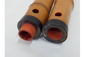 時代物　在銘 松月　都山流　竹　銀歌口　金象嵌　継銀　約55cm　1尺8寸　尺八(木管楽器、和楽器、民謡、袋付き、一尺八寸)(R-081385)