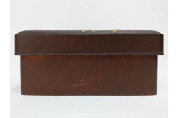 時代物　明治期　梨地　高蒔絵　桐鳳凰図　雅趣に富んだ硯箱(菊、花、風景、木製、漆器、漆芸、書道具、水差、水滴)(R-081386)
