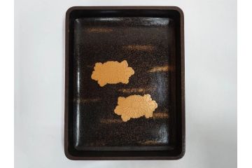 時代物　明治期　梨地　高蒔絵　桐鳳凰図　雅趣に富んだ硯箱(菊、花、風景、木製、漆器、漆芸、書道具、水差、水滴)(R-081386)
