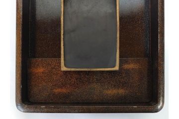 時代物　明治期　梨地　高蒔絵　桐鳳凰図　雅趣に富んだ硯箱(菊、花、風景、木製、漆器、漆芸、書道具、水差、水滴)(R-081386)