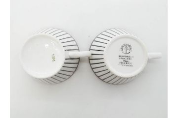 ビンテージ　スウェーデン　GUSTAVSBERG(グスタフスベリ)　SPISA RIBB　スピサ リブ　シックな雰囲気のコーヒーカップ&ソーサー2客セット(ヴィンテージ、Stig Lindberg、スティグ・リンドベリ、S&C、碗皿、洋食器、北欧)(R-081390)