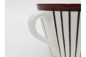 ビンテージ　スウェーデン　GUSTAVSBERG(グスタフスベリ)　SPISA RIBB　スピサ リブ　シックな雰囲気のコーヒーカップ&ソーサー2客セット(ヴィンテージ、Stig Lindberg、スティグ・リンドベリ、S&C、碗皿、洋食器、北欧)(R-081390)