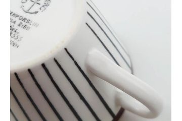 ビンテージ　スウェーデン　GUSTAVSBERG(グスタフスベリ)　SPISA RIBB　スピサ リブ　シックな雰囲気のコーヒーカップ&ソーサー2客セット(ヴィンテージ、Stig Lindberg、スティグ・リンドベリ、S&C、碗皿、洋食器、北欧)(R-081390)