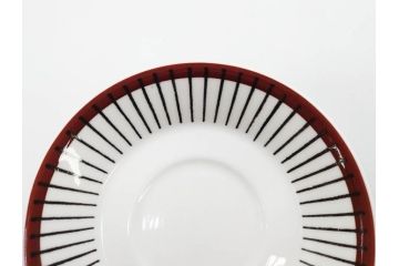 ビンテージ　スウェーデン　GUSTAVSBERG(グスタフスベリ)　SPISA RIBB　スピサ リブ　シックな雰囲気のコーヒーカップ&ソーサー2客セット(ヴィンテージ、Stig Lindberg、スティグ・リンドベリ、S&C、碗皿、洋食器、北欧)(R-081390)