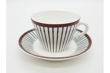 ビンテージ　スウェーデン　GUSTAVSBERG(グスタフスベリ)　SPISA RIBB　スピサ リブ　シックな雰囲気のコーヒーカップ&ソーサー2客セット(ヴィンテージ、Stig Lindberg、スティグ・リンドベリ、S&C、碗皿、洋食器、北欧)(R-081390)