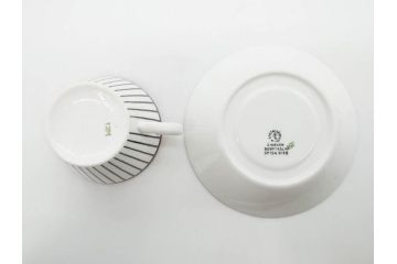 ビンテージ　スウェーデン　GUSTAVSBERG(グスタフスベリ)　SPISA RIBB　スピサ リブ　シックな雰囲気のコーヒーカップ&ソーサー2客セット(ヴィンテージ、Stig Lindberg、スティグ・リンドベリ、S&C、碗皿、洋食器、北欧)(R-081390)