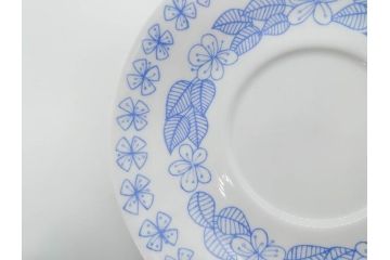 ビンテージ　スウェーデン　GUSTAVSBERG(グスタフスベリ)　BORO(ボロ)/Upsala　Ekeby(ウプサラエクビー)　KARLSKRONA　優しい風合いのコーヒーカップ&ソーサー2客セット(花、フラワー、ヴィンテージ、Stig Lindberg、スティグ・リンドベリ、カールスクルーナ、カールスクローナ、S&C、碗皿、洋食器、北欧)(R-081391)