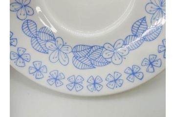 ビンテージ　スウェーデン　GUSTAVSBERG(グスタフスベリ)　BORO(ボロ)/Upsala　Ekeby(ウプサラエクビー)　KARLSKRONA　優しい風合いのコーヒーカップ&ソーサー2客セット(花、フラワー、ヴィンテージ、Stig Lindberg、スティグ・リンドベリ、カールスクルーナ、カールスクローナ、S&C、碗皿、洋食器、北欧)(R-081391)