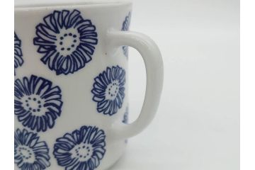 ビンテージ　スウェーデン　GUSTAVSBERG(グスタフスベリ)　BORO(ボロ)/Upsala　Ekeby(ウプサラエクビー)　KARLSKRONA　優しい風合いのコーヒーカップ&ソーサー2客セット(花、フラワー、ヴィンテージ、Stig Lindberg、スティグ・リンドベリ、カールスクルーナ、カールスクローナ、S&C、碗皿、洋食器、北欧)(R-081391)