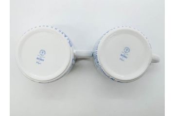 ビンテージ　スウェーデン　GUSTAVSBERG(グスタフスベリ)　BORO(ボロ)　食卓を和やかに演出するカップ&ソーサー2客セット(ヴィンテージ、Stig Lindberg、スティグ・リンドベリ、S&C、碗皿、洋食器、北欧)(R-081392)