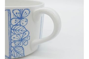 ビンテージ　スウェーデン　GUSTAVSBERG(グスタフスベリ)　BORO(ボロ)　食卓を和やかに演出するカップ&ソーサー2客セット(ヴィンテージ、Stig Lindberg、スティグ・リンドベリ、S&C、碗皿、洋食器、北欧)(R-081392)