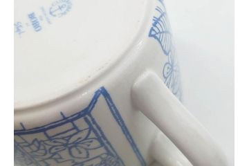 ビンテージ　スウェーデン　GUSTAVSBERG(グスタフスベリ)　BORO(ボロ)　食卓を和やかに演出するカップ&ソーサー2客セット(ヴィンテージ、Stig Lindberg、スティグ・リンドベリ、S&C、碗皿、洋食器、北欧)(R-081392)