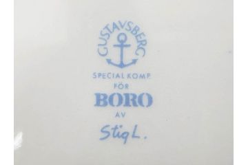 ビンテージ　スウェーデン　GUSTAVSBERG(グスタフスベリ)　BORO(ボロ)　食卓を和やかに演出するカップ&ソーサー2客セット(ヴィンテージ、Stig Lindberg、スティグ・リンドベリ、S&C、碗皿、洋食器、北欧)(R-081392)