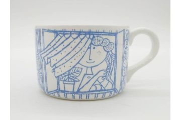 ビンテージ　スウェーデン　GUSTAVSBERG(グスタフスベリ)　BORO(ボロ)　食卓を和やかに演出するカップ&ソーサー2客セット(ヴィンテージ、Stig Lindberg、スティグ・リンドベリ、S&C、碗皿、洋食器、北欧)(R-081392)