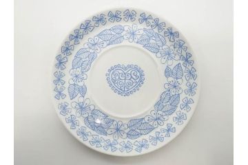 ビンテージ　スウェーデン　GUSTAVSBERG(グスタフスベリ)　BORO(ボロ)　食卓を和やかに演出するカップ&ソーサー2客セット(ヴィンテージ、Stig Lindberg、スティグ・リンドベリ、S&C、碗皿、洋食器、北欧)(R-081392)