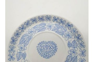 ビンテージ　スウェーデン　GUSTAVSBERG(グスタフスベリ)　BORO(ボロ)　食卓を和やかに演出するカップ&ソーサー2客セット(ヴィンテージ、Stig Lindberg、スティグ・リンドベリ、S&C、碗皿、洋食器、北欧)(R-081392)