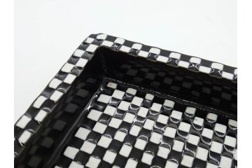 ビンテージ　スウェーデン　GUSTAVSBERG(グスタフスベリ)　DOMINO(ドミノ)　アッシュトレイ　PYNTA(ピンタ)　表情豊かなデザインが目を引くプレート2枚セット(花、フラワー、ヴィンテージ、Stig Lindberg、スティグ・リンドベリ、中皿、大皿、洋食器、北欧)(R-081393)