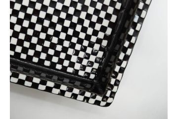 ビンテージ　スウェーデン　GUSTAVSBERG(グスタフスベリ)　DOMINO(ドミノ)　アッシュトレイ　PYNTA(ピンタ)　表情豊かなデザインが目を引くプレート2枚セット(花、フラワー、ヴィンテージ、Stig Lindberg、スティグ・リンドベリ、中皿、大皿、洋食器、北欧)(R-081393)