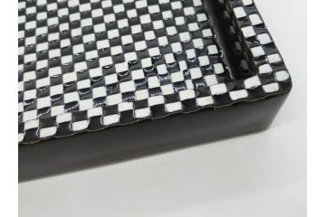 ビンテージ　スウェーデン　GUSTAVSBERG(グスタフスベリ)　DOMINO(ドミノ)　アッシュトレイ　PYNTA(ピンタ)　表情豊かなデザインが目を引くプレート2枚セット(花、フラワー、ヴィンテージ、Stig Lindberg、スティグ・リンドベリ、中皿、大皿、洋食器、北欧)(R-081393)