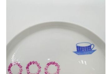 ビンテージ　スウェーデン　GUSTAVSBERG(グスタフスベリ)　DOMINO(ドミノ)　アッシュトレイ　PYNTA(ピンタ)　表情豊かなデザインが目を引くプレート2枚セット(花、フラワー、ヴィンテージ、Stig Lindberg、スティグ・リンドベリ、中皿、大皿、洋食器、北欧)(R-081393)