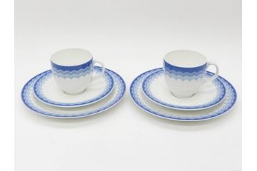 ビンテージ　ドイツ　Arzberg(アルツベルグ)　可憐な佇まいのトリオ2客セット(ヴィンテージ、カップ&ソーサー、S&C、プレート、碗皿、中皿、洋食器)(R-081394)
