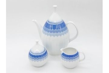 ビンテージ　ドイツ　Arzberg(アルツベルグ)　優美なフォルムが見事なティーポット&クリーマー&シュガーポットセット(ミルクジャー、ミルクポット、ボンボン入れ、洋食器)(R-081396)