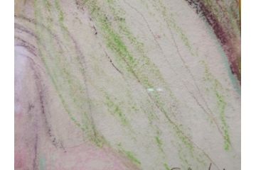 真作　CLAIRE ASTAIX　クレール・アステックス　「緑のベール」　サイン入り　パステル画(人物、女性、写真付き、絵画、額装、外箱付き)(R-081398)