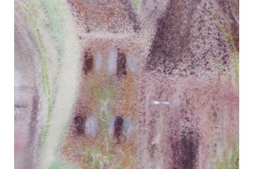 真作　CLAIRE ASTAIX　クレール・アステックス　「緑のベール」　サイン入り　パステル画(人物、女性、写真付き、絵画、額装、外箱付き)(R-081398)