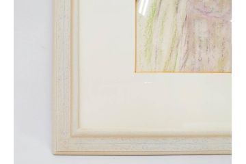 真作　CLAIRE ASTAIX　クレール・アステックス　「緑のベール」　サイン入り　パステル画(人物、女性、写真付き、絵画、額装、外箱付き)(R-081398)